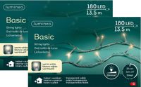 Lumineo Kerstverlichting - 2x - 180 leds - warm wit - 1350 cm - transparant snoer - timer en dimmer