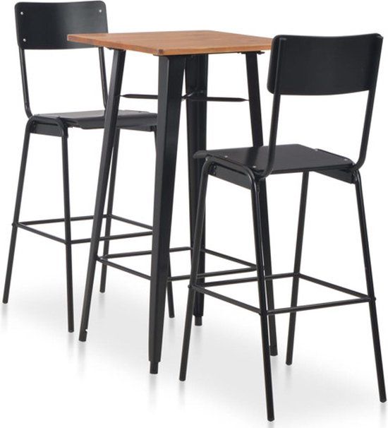 vidaXL 3-delige Barset staal zwart