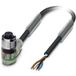 M12 câble de capteur PVC avec LED 4 broches femelle coudée codage A, longueur 8,0 mètres noir profond RAL 9005, diamètre extérieur du câble 4,7 mm - 1 pièce