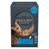 Encore Natvoer voor Volwassen Katten 50g – Visselectie in Bouillon (20 stuks), Eiwitrijk, Natuurlijke Ingrediënten