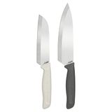 Zyliss Klassieke messenset (2 stuks) koksmessen en santokumes, scherp keukenmessenset, roestvrij staal, ergonomische zachte handgreep, inclusief lemmetbescherming, vingerbescherming
