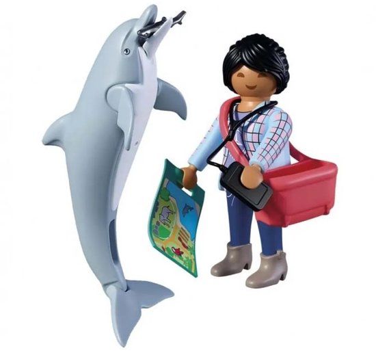 PLAYMOBIL Speelset Zoo – Dolfijn en bezoeker