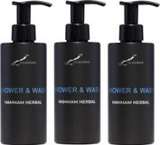 Claudius Cosmetics B.V. Shower & Wash Hammam Herbal 300 ml - met pomp - zwarte fles - set van 3 stuks