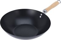 Excellent Houseware Wokpan Zwart Carbonstaal Houten Handvat Ø30cm