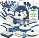 NutriChef 54-Delige Marmeren Kook- en Bakset – Inductiegeschikt, Antiaanbak, Kookpannen, Potten, Keukentools, Muffinvorm & Bakplaat – PFOA/PFOS-vrij