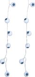 Fiestas Guirca Halloween LED lampjes - 2x - oogbal/ogen - op batterijen - 130 cm - griezel uitstraling