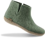 Glerups Hoge Wollen Sloffen Leren Zool - Mos Groen - 36