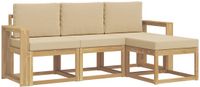 vidaXL Buiten bankenset 4-zits acaciahout wit en beige