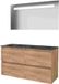 Basic-Line Economic 46 Badkamermeubelset - 120 x 46 cm - Greeploos - 4 Lades - Hardstenen Wastafel - 2 Kraangaten - Spiegel met LED Verlichting - Whisky Oak