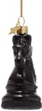 Vondels Boule de Noël en verre - Pièce d'échecs cheval 8.5cm Noir