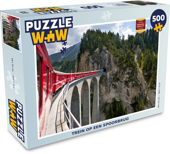 MuchoWow Puzzel Trein op een spoorbrug - Legpuzzel - Puzzel 500 stukjes