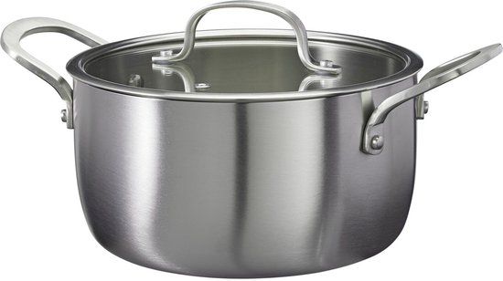 Cookinglife Kookpan met Glazen Deksel Signature Steel - RVS - ø 20 cm / 2.2 Liter