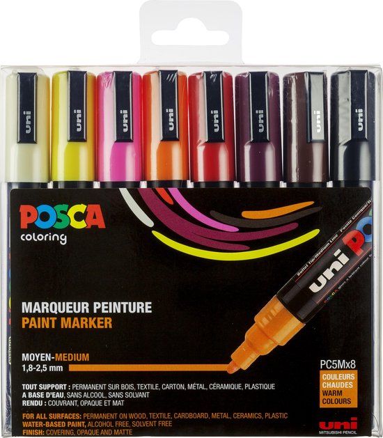 Uni Mitsubishi Pencil Posca Uni Posca Stiften Warm Colors PC5M 2.5 mm lijn