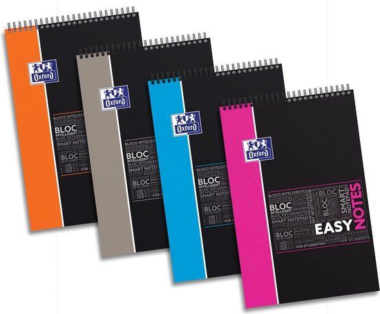 Oxford Easynotes Schrijfblok A4+ 160 Pagina's Grijs, Roze, Oranje, Blauw