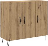 vidaXL Dressoir Artisan Eiken 90 x 32,5 x 80 cm Bewerkt Hout