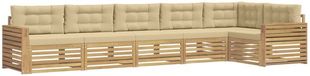 vidaXL Buiten bankenset 6-delig Wit en Beige Polyester