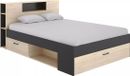 Vente-unique Bedframe hout antracietgrijs, natuurlijk licht 160 x 200 cm