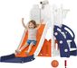 AIYAPLAY Kinderglijbaan 5-in-1 Babyglijbaan voor peuters 1-3 jaar Oranje | Binnen/buiten, basketbalring, klimrek, speeltelescoop, opbergruimte, kikker-motief speelplaats
