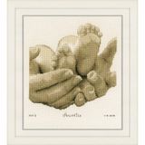 VERVACO Kruissteek Borduurpakket Geboorte Baby BABYVOETJES Handwerkpakket voor Wanddecoratie 22 x 23 cm