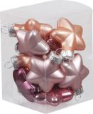 Othmar Decorations Kerstornamenten - sterren - 12x st - mix roze - 4 cm - glas