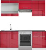 Vicco Fame-Line Complete keukeneenheid – 200 cm, WB Antraciet Bordeaux hoogglans/wit