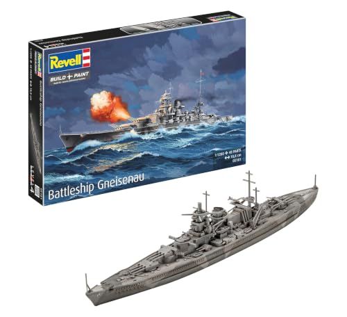 Revell Modelbouw, Gneisenau, historisch slagschip, schaal 1:1200, 48 delen, knutselset vanaf 12 jaar, gedetailleerd model, authentieke replica van de maritieme geschiedenis