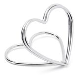 PartyDeco Naamkaart/plaatskaart houders - hartje - Bruiloft - 10x stuks - zilver - 2,5 cm