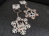 CALM Goods Decoris Houten Kersthangers - Set van 2 - Rendieren - Kerstboomdecoratie met Belletjes - Sneeuwvlok