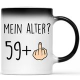 Mok Mein Alter? Mok voor verjaardag met grappige spreuk met stinkvinger | Magische mok met kleurverandering | Cadeaumok | Verjaardagscadeaus mok met spreuk | Verjaardagscadeau (60)