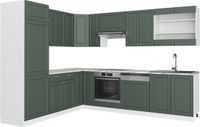 Vicco Hoekkeuken Fame-Line, Groen-Goud Landhuis/Wit, 287 x 227 cm, WB Marmer