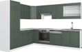 Vicco Hoekkeuken Fame-Line, Vert-Or Landhuis/Blanc, 287 x 227 cm, WB Marbre