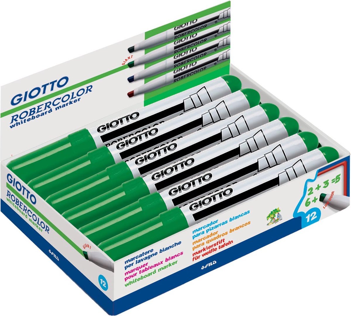 Giottos Robercolor whiteboardmarker maxi, schuine punt, groen 12 stuks