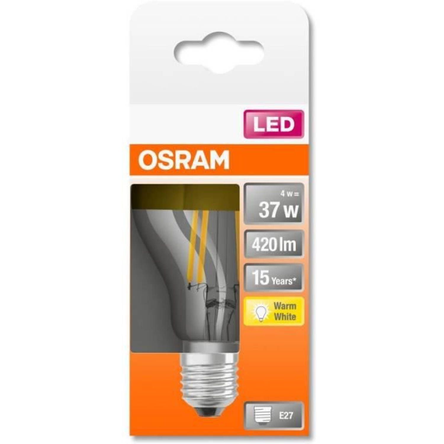 Osram Standaard LED Lamp Helder Goud Spiegel Kooldraad - 4W E27 - Warm Wit