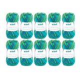 Gründl Cotton Quick Print Breigaren/haakgaren (kleurrijk garen van 100% katoen, Oeko-Tex gecertificeerd, 50 g/125 m, naalddikte: 3-4, 10 x 50 g), groen multicolor
