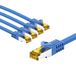 goobay 66066 CAT7 netwerkkabel in 5-delige set/patchkabel afgeschermd S/FTP/CU Ethernet-kabel, PiMF, LSZH/Cat 7 kabel met 10 Gbits/blauw/5x 3 m