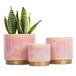 Gepege Roze kamerplantenpotten voor planten, keramische plantenbak met drainagegat, 15,2 cm + 5,0 inch+4,0 inch. Succulente orchidee bloempot - Rainbow Pearl Glaze