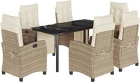 vidaXL 7-delige tuinset met kussens, beige, van polyrotan