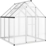 vidaXL Tuinkas met basisframe 169x169x195 cm aluminium zilverkleurig