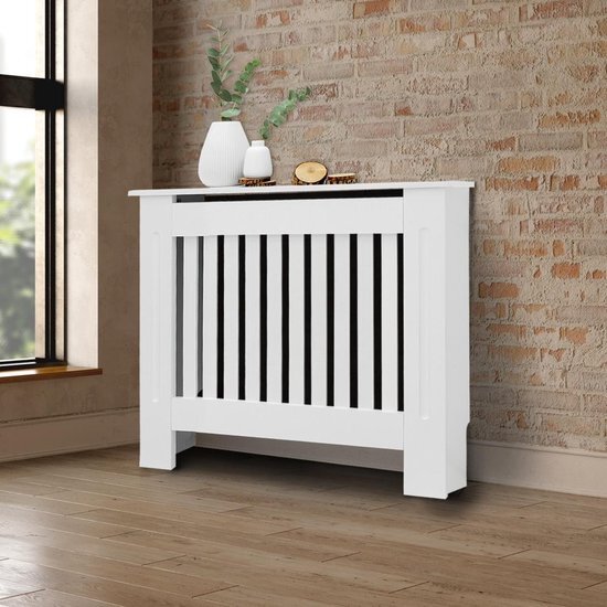 ecd-Germany Radiatorbekleding landelijke stijl wit, 78x19x82 cm, gemaakt van MDF gelakt