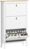 HOMCOM Neerklapbare schoenenkast - Spaanplaat - Wit - 80x24x131cm
