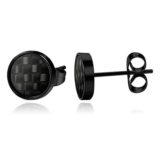 LGT JWLS Lookinggoodtoday LGT JWLS Stud Oorbellen - Carbon Zwart-6mm