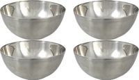 Svenska Living - 4x Kommetjes/schaaltjes - Mat Zilver - RVS - D19 x 9.5 cm