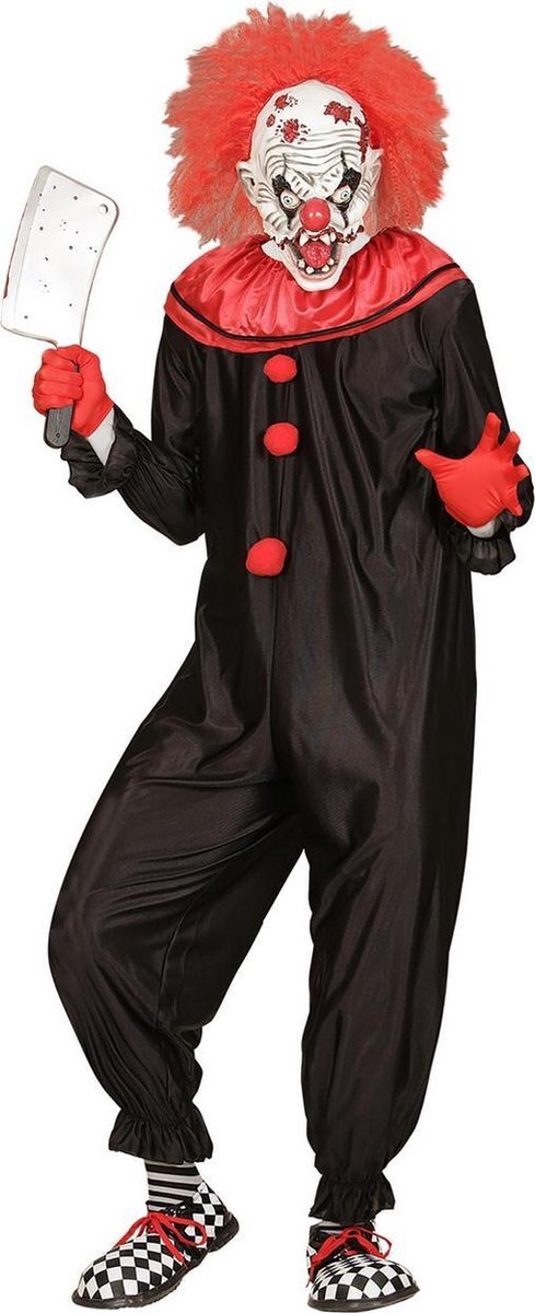 Widmann Monster & Griezel Kostuum | Zwart Rood Horror Killer Clown | Man | Large | Halloween | Verkleedkleding