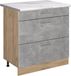 Vicco Keukenonderkast R-Line, Beton/Goudkleurig Eiken, 80 cm met 3 laden marmer werkblad