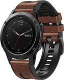 By Qubix - Geschikt voor Garmin bandje - 26mm Quickfit - leer + siliconen bandje - Bruin