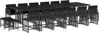vidaXL 17-delige Tuinset met Kussens, Zwart, Polyrotan