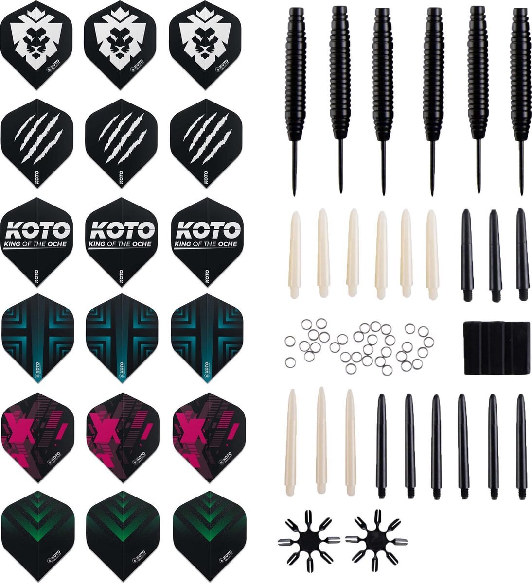 Koto Accessory Kit Steeltip Black 90 Pieces - 2 complete sets dartpijlen met accessoires
