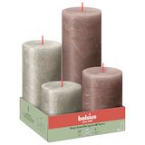 Bolsius - Rustic 4 verpakkingen - champagne en taupe - ongeparfumeerd - natuurlijke plantenverzorging - zonder palmolie