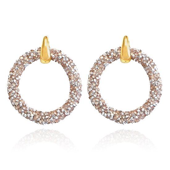 Cilla Jewels Lookinggoodtoday Ronde oorbellen Goud met zilverkleurige Kristallen