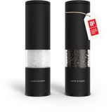 LARS NYSØM Lagom - Zout en Pepermolen Set (2 stuks) - Keramisch maalwerk met Instelbare Maalgraad - Roestvrijstaalen Zoutmolen Pepermolen (Carbon Black)
